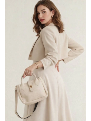 Krem Renk LAKOS Deri Çapraz Çanta CB72382