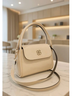 Krem Renk Lakos Deri Yeni Çanta CB00999