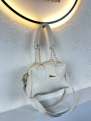 Krem Renk Zincirli Çapraz Çanta CB9164