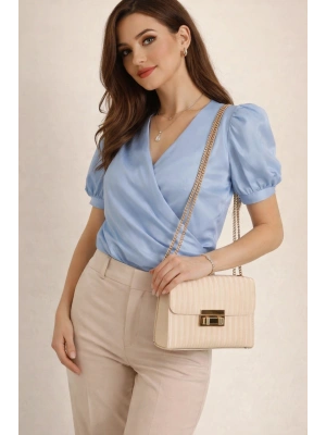 Krem Zincir Detaylı Çapraz Çanta CB9103