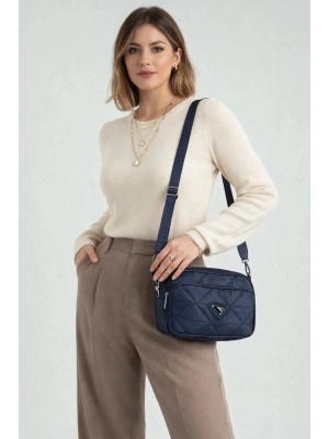 Lacivert Renk 2 Bölme Kapitone Kücük Çanta CB0239