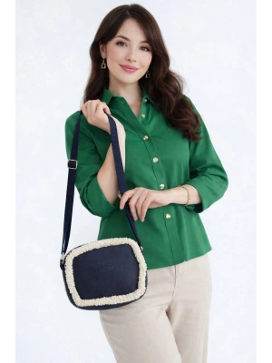 Lacivert Renk Yanları Peluş Çanta CB88141