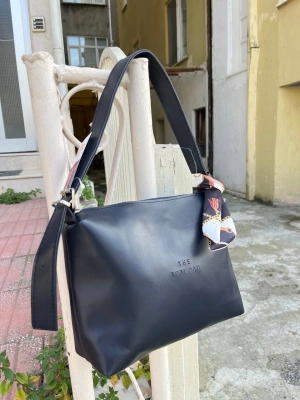 Lacivert TOTE Fularlı Kalite Çanta CB09131