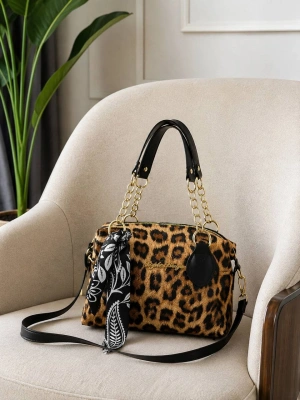 Leopar Renk Mini Boy Fularlı StyleBag Çanta CB75169