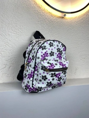 Mor Çiçekli Sırt Çanta