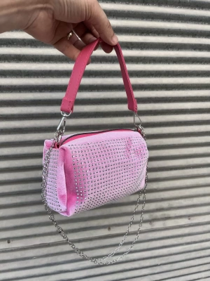 Pembe Renk Taşlı Zincirli Çanta CB1230