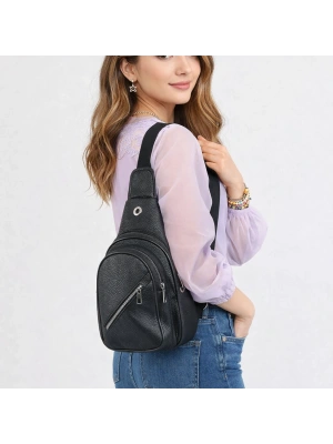 Siyah Renk Suni Deri Body Bag Çanta