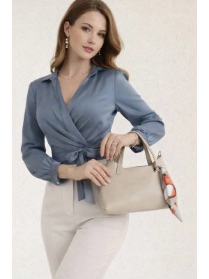 Vizon Renk Fular Detaylı Deri Çanta CB78133