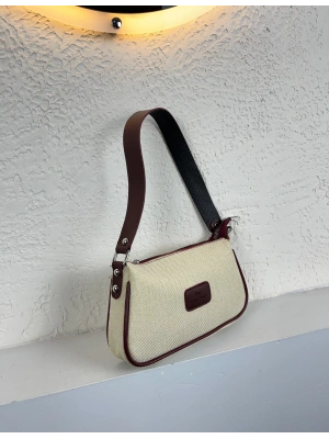 Vizon Renk Kenarları Kahve Baget Çanta CB0987
