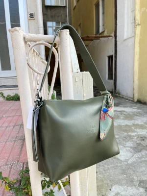 Yeşil TOTE Fularlı Kalite Çanta CB09131