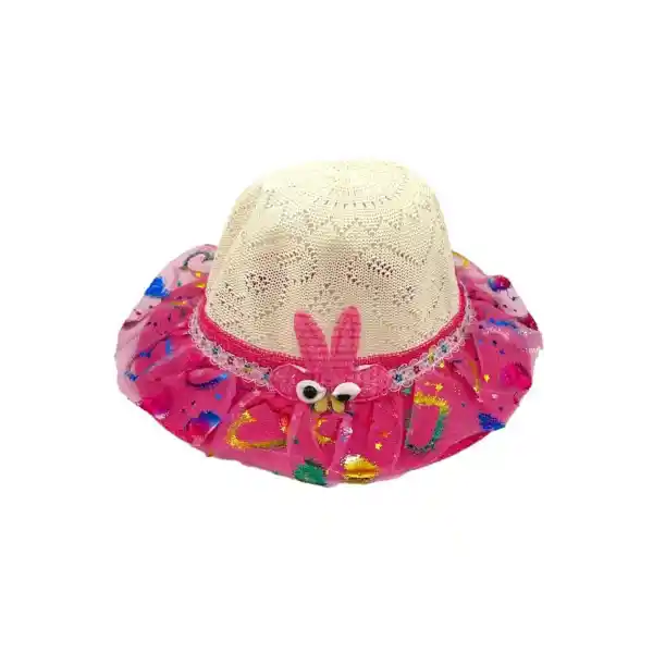 Beoje Kıds Kız Çocuk Şapkası Hasır Tavşan Figürlü Model ABKSP-0023