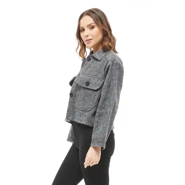 Çift Cepli Spor Kaşe Ceket Siyah Grili Kırçıllı