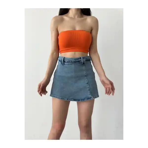 Yırtmaç Detaylı Denim Şort Etek