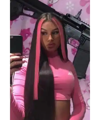 Yan Çıt Çıt Postiş / Neon Pembe Renk / 50 Cm