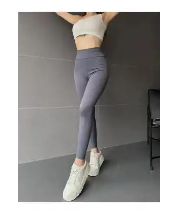 Yüksek Bel Fitilli İçi Şardonlu Tayt -Gri