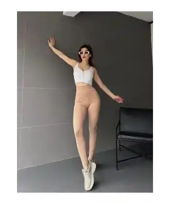 Ekstra Yüksek Bel Fitilli İçi Şardonlu Ottoban Tayt