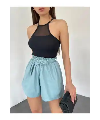 Rahat Kesim Beli Büzgülü Cepli Şort