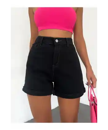 Duble Paça Yıkamalı Denim Şort