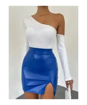 Yırtmaç Detaylı Deri Etek