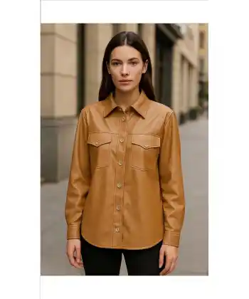 Kadın Kahverengi Düğmeli Deri Ceket – Şık ve Günlük Kombinlere Uygun