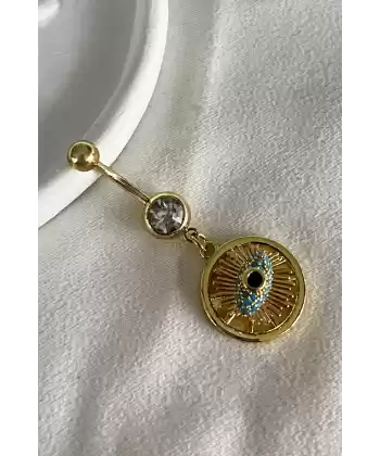 Altın Renk Göz Figürlü Cerrahi Çelik Göbek Piercing