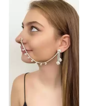 Altın Renk Kıstırmalı Kulak Aksesuarı