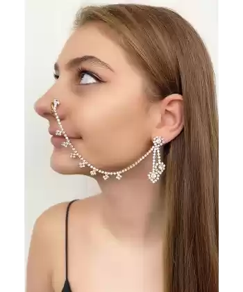 Altın Renk Kıstırmalı Kulak Aksesuarı