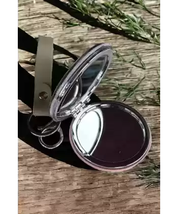 Beyaz Renk Kelebek Figürlü Sim Detaylı Cep Aynası Anahtarlık