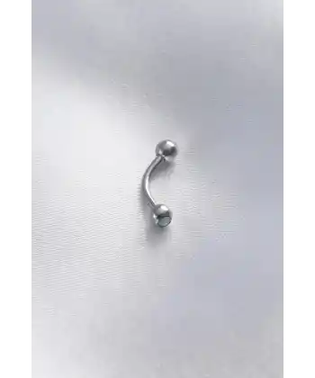 Cerrahi Çelik Gümüş Renk Minimal Toplu Mavi Taş Detay Banana Piercing