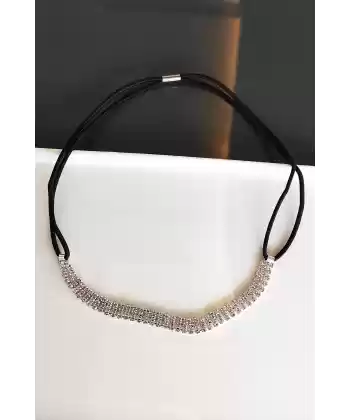 Gümüş Renk Zirkon Taşlı Üç Sıra Alınlık / Taç