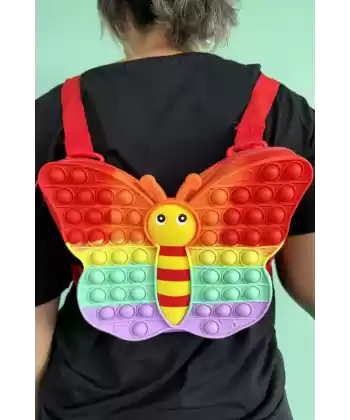 Karışık Renk Kelebek Figürlü Popit Çocuk Sırt Çantası