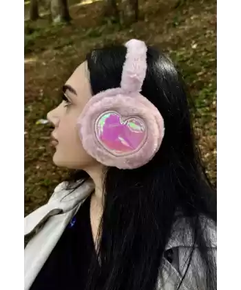 Koyu Pembe Renk Kalp Figürlü Peluş Kulaklık