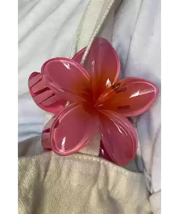 Pembe Ve Turuncu Renk Çiçek Figürlü Mandal Toka
