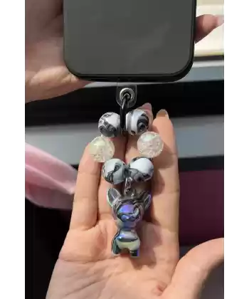 Siyah Renk Boncuklu Telefon Aksesuarı