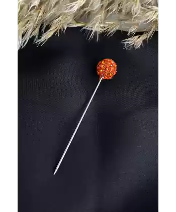 Turuncu Renk Taşlı Eşarp İğne