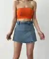 Yırtmaç Detaylı Denim Şort Etek