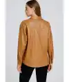 Kadın Kahverengi Düğmeli Deri Ceket – Şık ve Günlük Kombinlere Uygun
