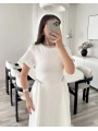 ELİA TAŞ DETAYLI BEYAZ ELBİSE