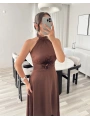KATHİA ÇİÇEK DETAYLI KAHVE ELBİSE