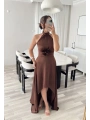 KATHİA ÇİÇEK DETAYLI KAHVE ELBİSE