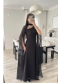 LORA PELERİNLİ TAŞ YAKA ELBİSE