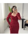 ROSELLE ÜÇ BOYUTLU GÜLLÜ KALP YAKA ELBİSE