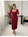 ROSELLE ÜÇ BOYUTLU GÜLLÜ KALP YAKA ELBİSE