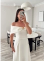 SWAN TOKA DETAYLI BEYAZ ELBİSE