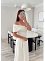 SWAN TOKA DETAYLI BEYAZ ELBİSE
