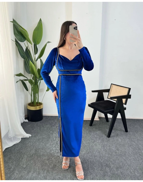 ANNA SAKS KADİFE ELBİSE