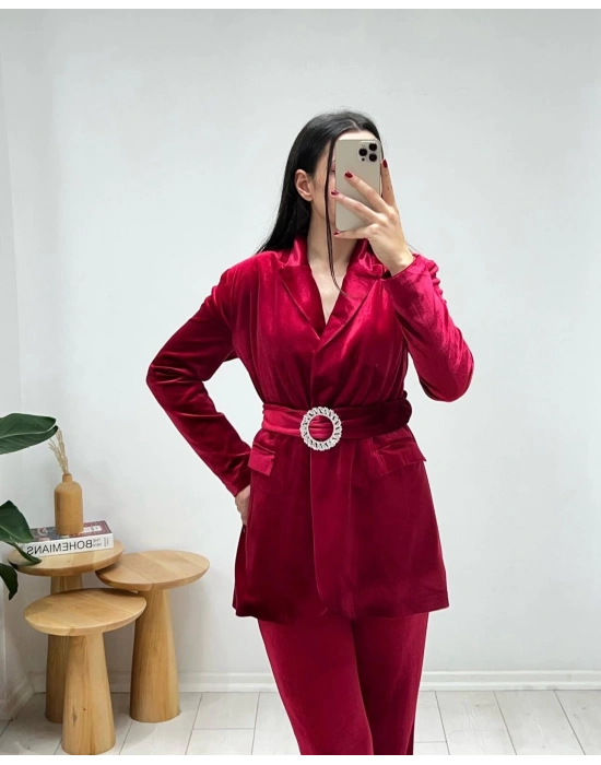 BORDO KADİFE CEKET TAKIM