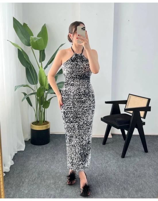 MİLA PAYETLİ GRİ ELBİSE