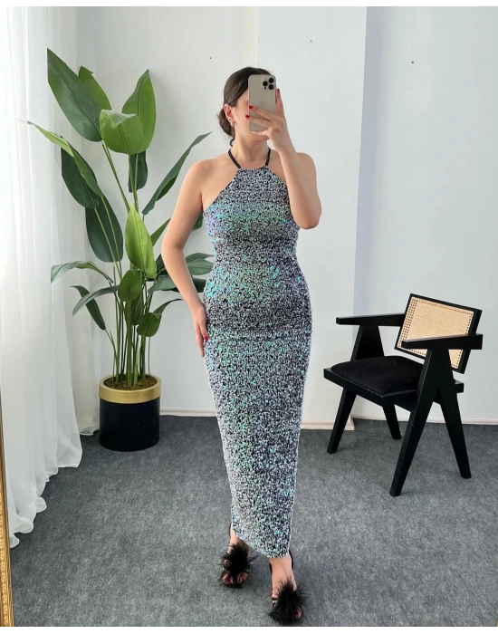 MİLA PAYETLİ LİLA ELBİSE