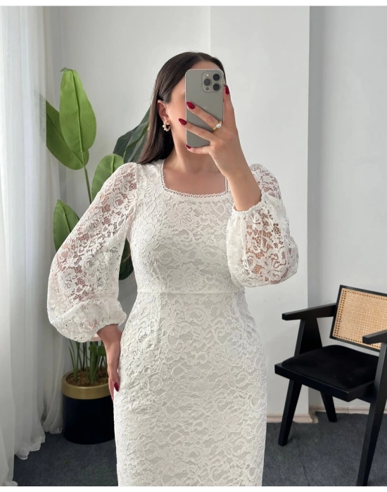 ROSALİE DANTEL BEYAZ ELBİSE